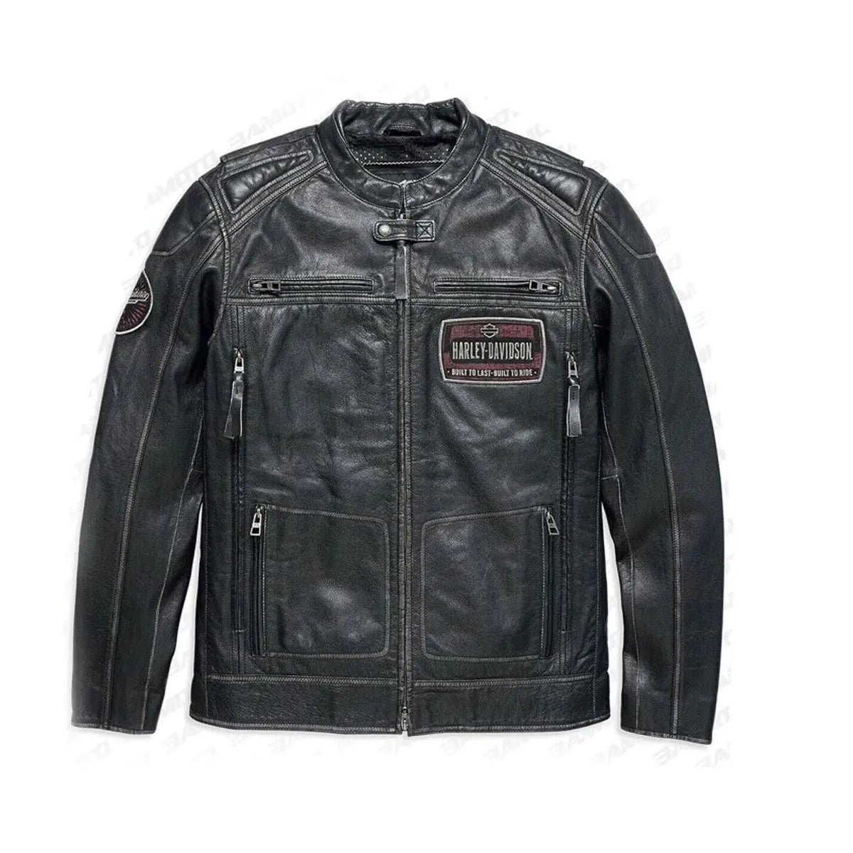Harley-Davidson Black Cowhide Leather Jacket – Front View