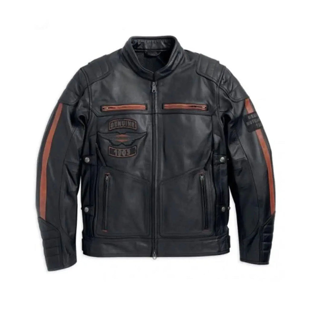 Men's Harley-Davidson Exmoor Reflective Wing Leather Jacket – Front View