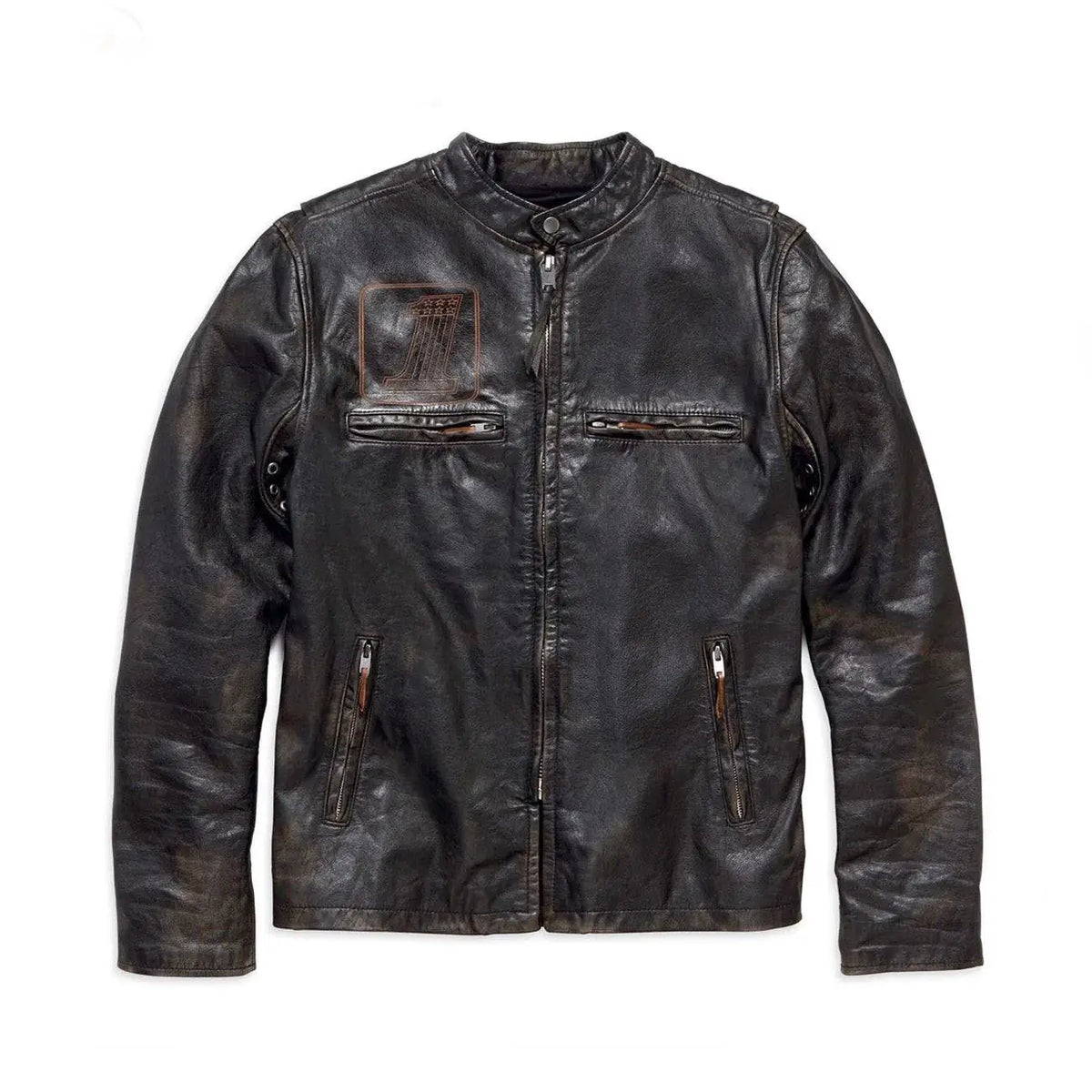 Men's Harley-Davidson Speed Distressed Slim Fit Leather Jacket – Front View