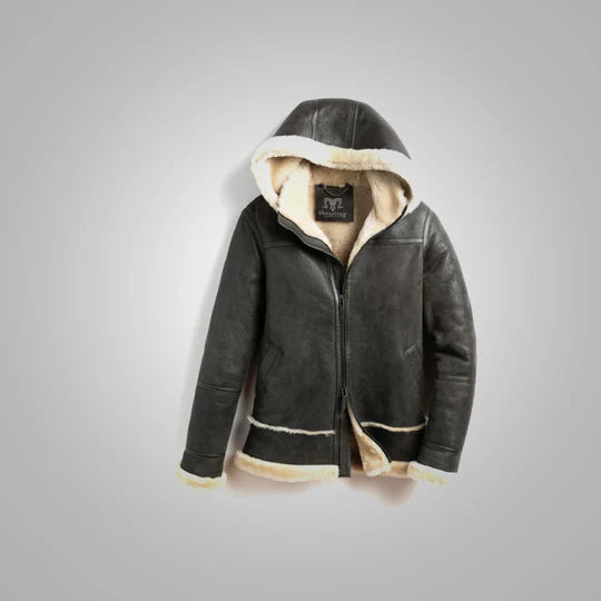Women's Gunmetal B3 RAF Aviator Shearling Bomber Jacket