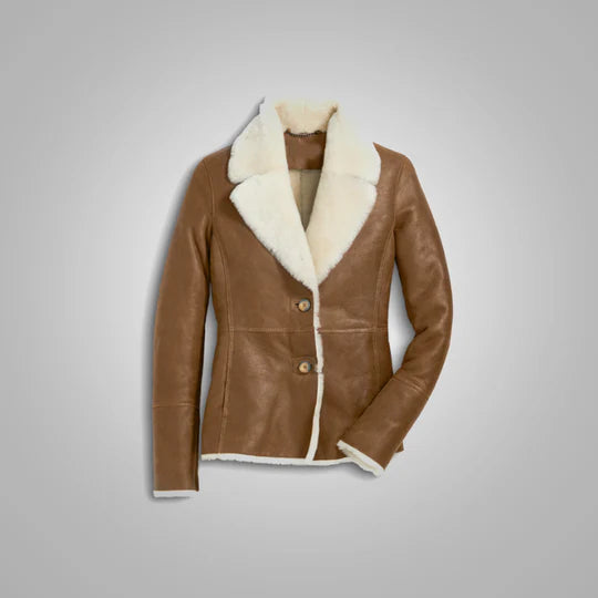 Women's Camel Brown B3 Shearling Aviator Jacket