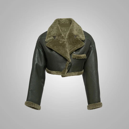 Olive Green Reversible Shearling Jacket