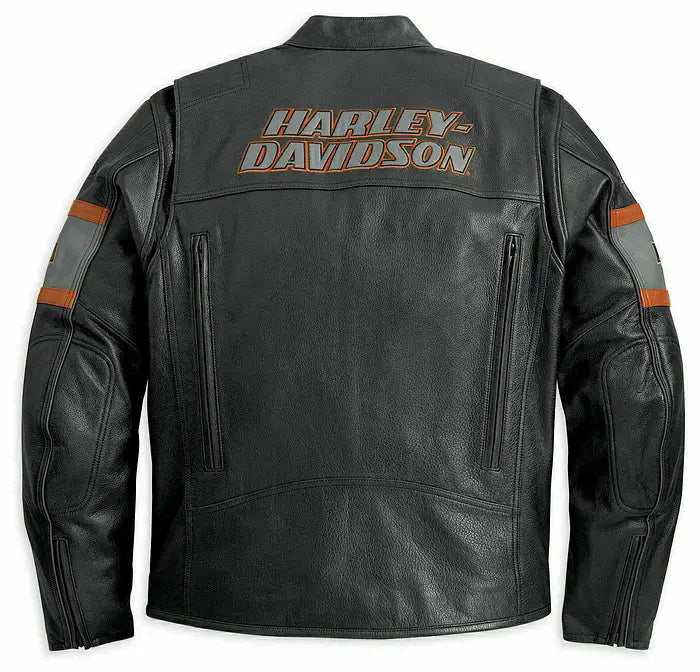 Men's Harley-Davidson Screaming Eagle Black Leather Jacket – Back View