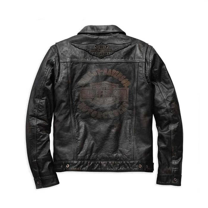 Men's Harley-Davidson Digger Slim Fit Washed Leather Jacket – Back View