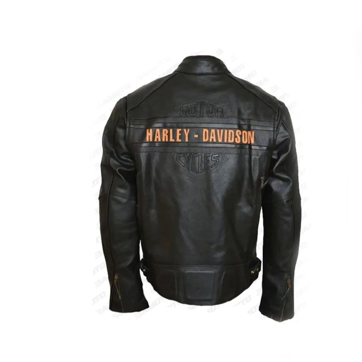 Harley-Davidson Bill Goldberg Black Leather Motorcycle Jacket – Back View