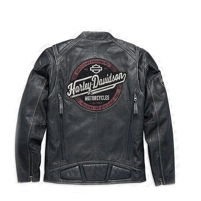Harley-Davidson Black Cowhide Leather Jacket – Back View