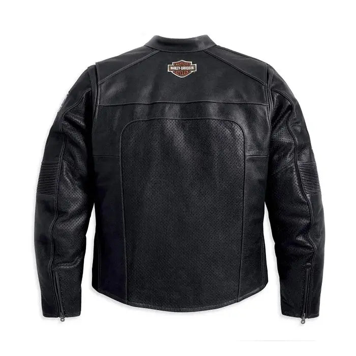 Men's Harley-Davidson Regulator Black Perforated Leather Jacket – Back View