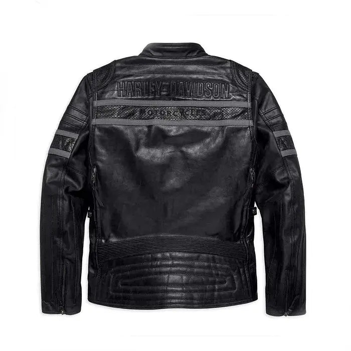 Men's Harley-Davidson Wick Twister Triple Vent Leather Jacket – Back View