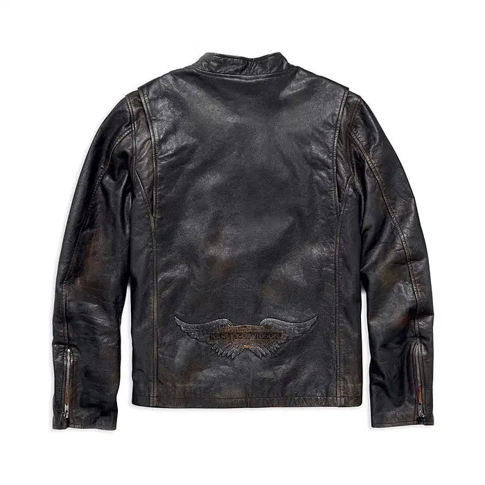 Men's Harley-Davidson Speed Distressed Slim Fit Leather Jacket – Back View