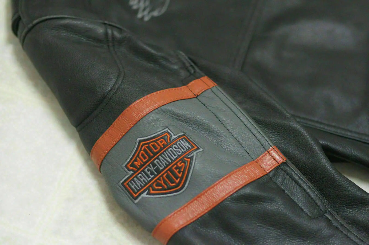 Men's Harley-Davidson Screaming Eagle Black Leather Jacket – Logo Detail 2