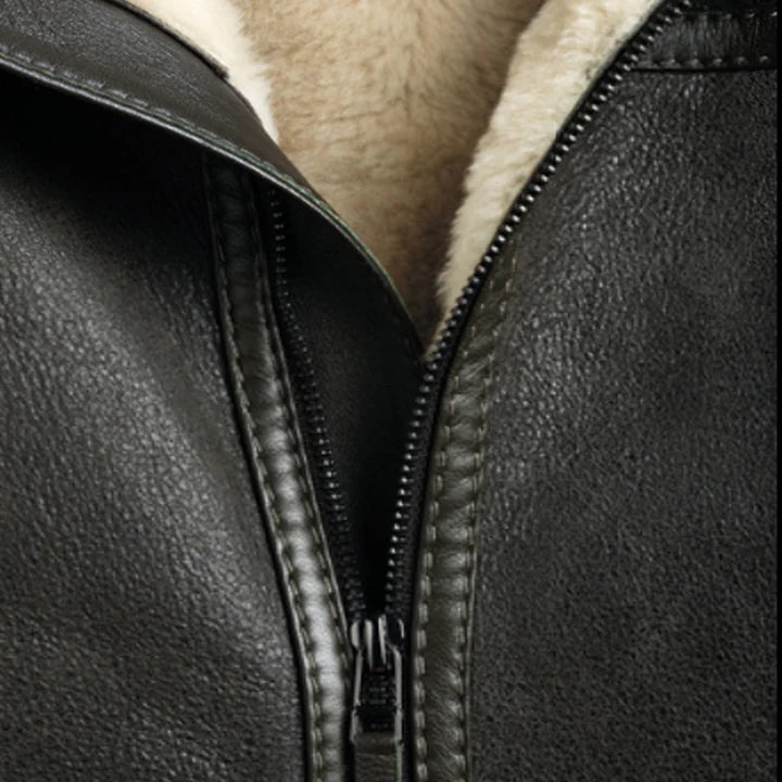 Women's Gunmetal B3 RAF Aviator Shearling Bomber Jacket – Front View
