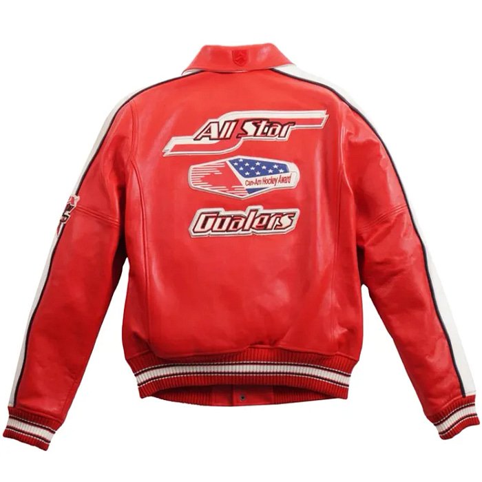 Avirex Stars & Stripes Red Leather Jacket – Front View