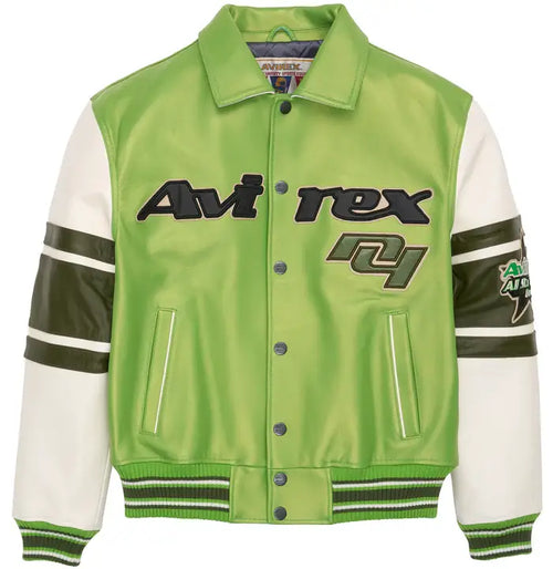 Avirex Stars & Stripes Green Leather Jacket