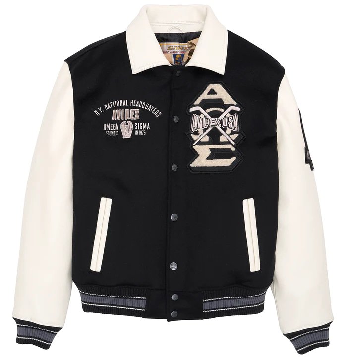 Avirex Omega Wool and Leather Bomber Jacket