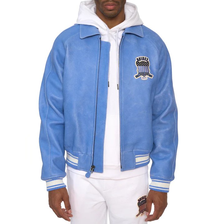 Avirex Vintage Denim Icon Leather Jacket – Front View 2