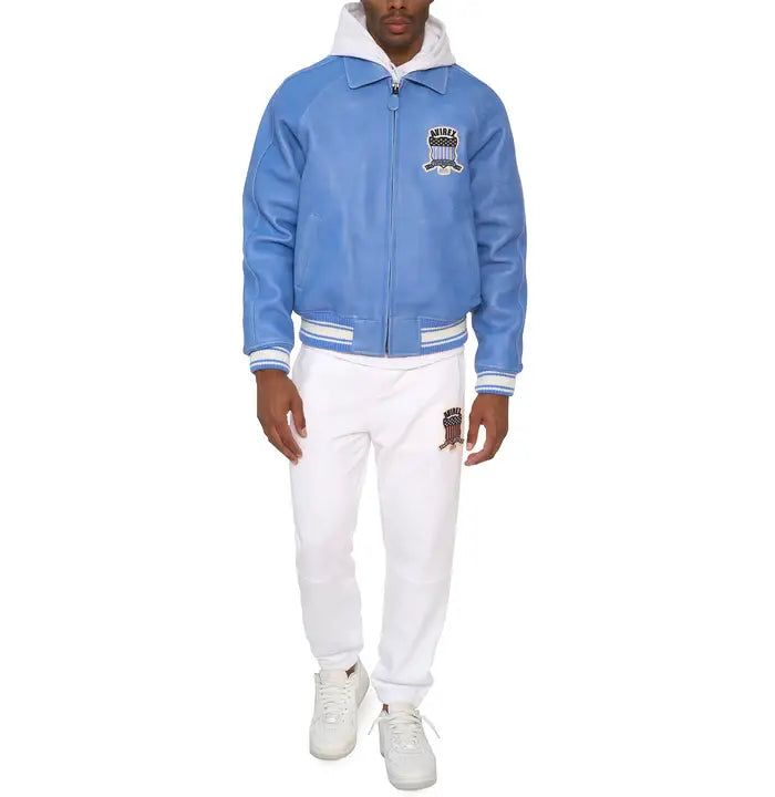 Avirex Vintage Denim Icon Leather Jacket – Front View