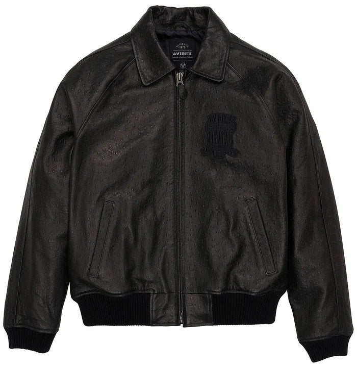 Avirex Ostrich Leather Icon Bomber Jacket