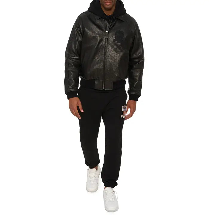 Avirex Ostrich Leather Icon Bomber Jacket – Front View
