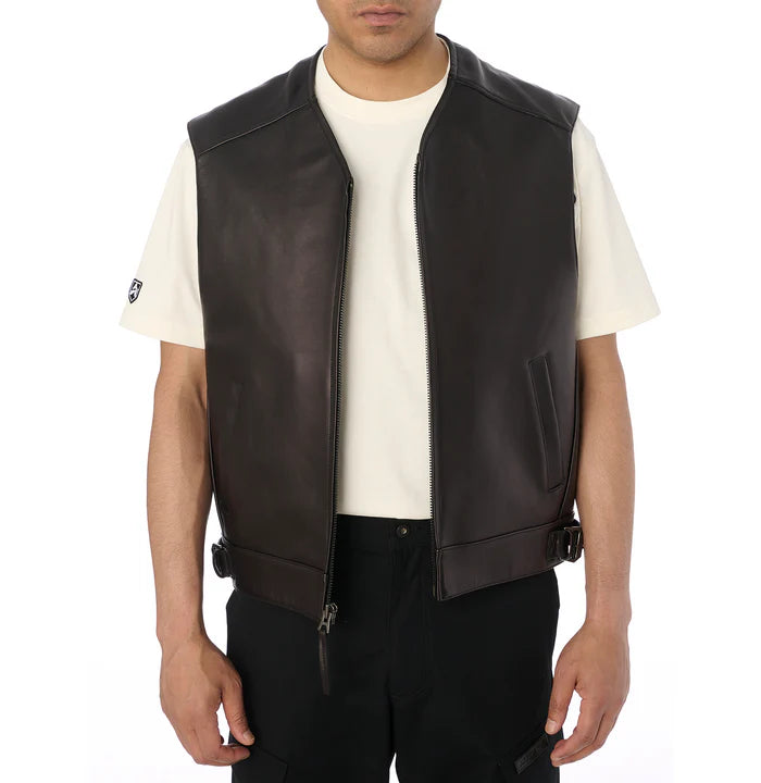 Men's Avirex Rides Leather Vest – Front View