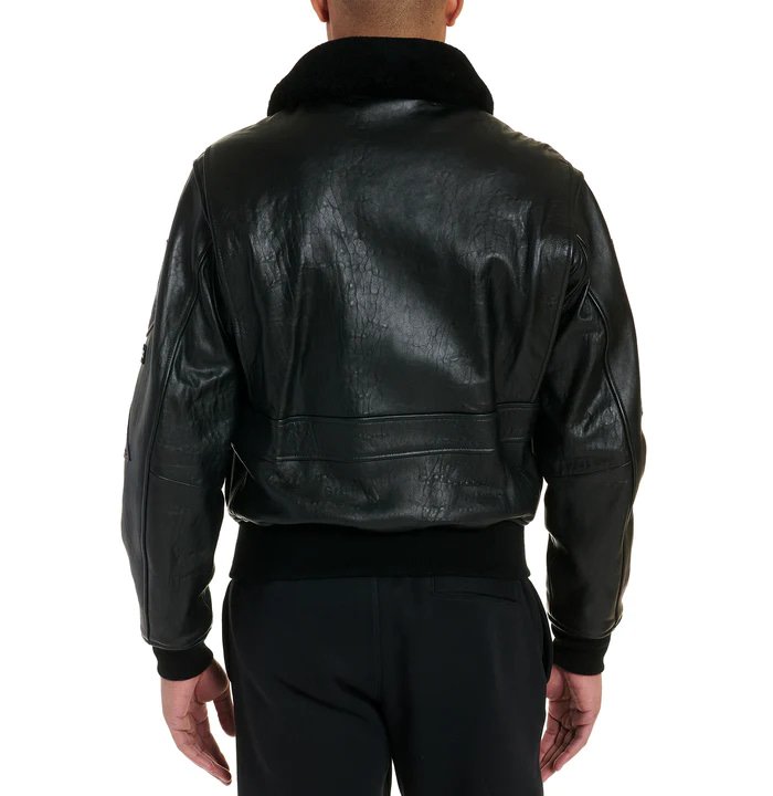 Avirex Black G-1 Goatskin Bomber Jacket – Back View