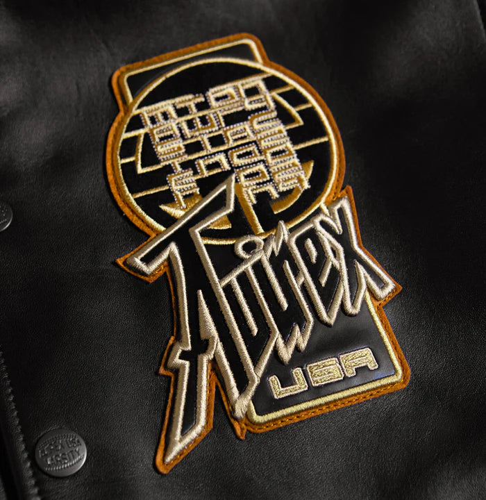 Avirex Limited Edition Black Twin Dragon Leather Jacket – Logo Detail