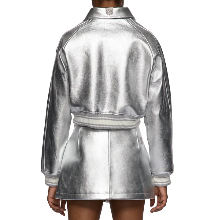 Women's Avirex Limited Edition Silver Metallic Cropped Icon Jacket – Back View