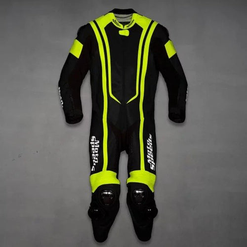 Alpha Neon Leather Motorcycle Racing Suit – Alternate View