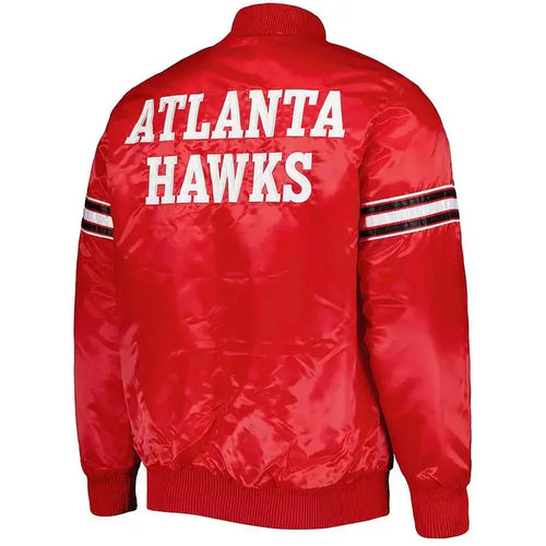 Atlanta Hawks Red Pick & Roll Satin Jacket – Back View