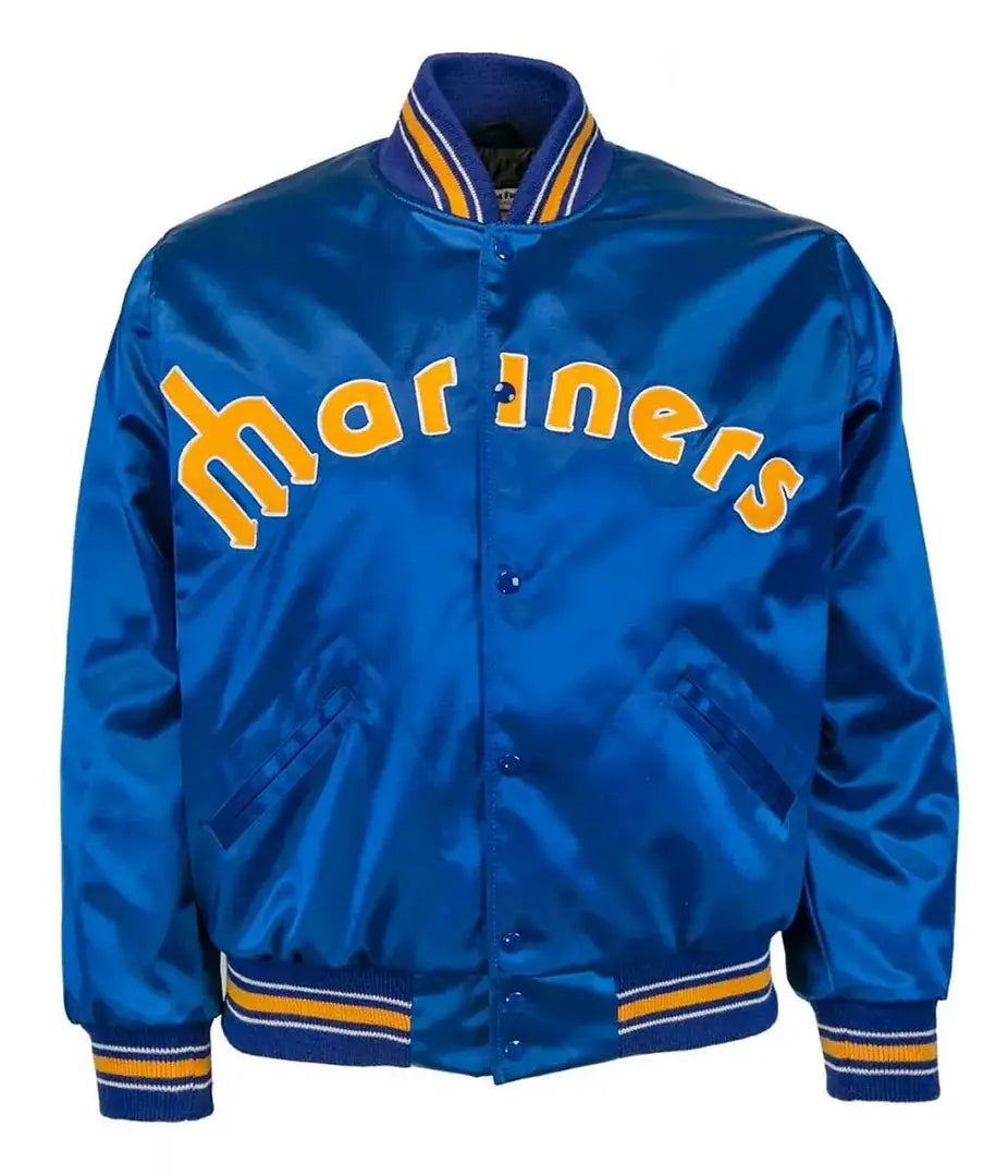 Seattle Mariners 1982 Blue Satin Bomber Jacket