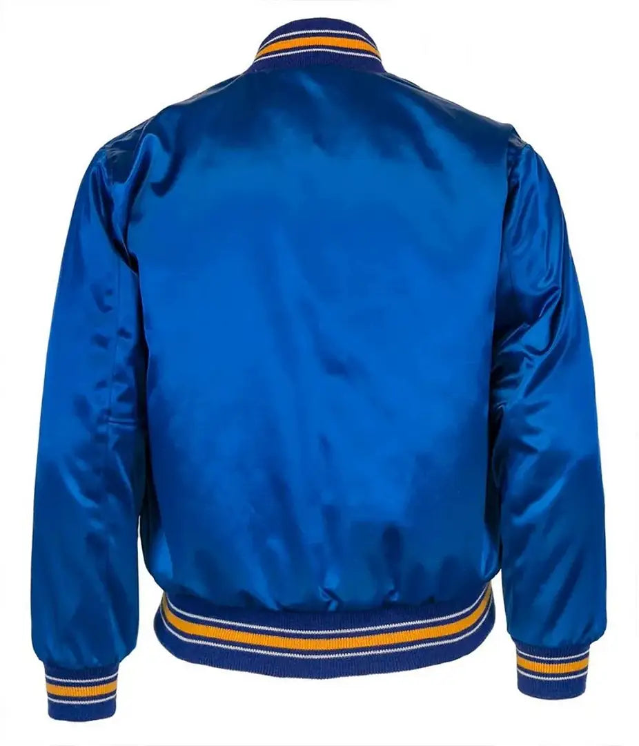 Seattle Mariners 1982 Blue Satin Bomber Jacket – Back View