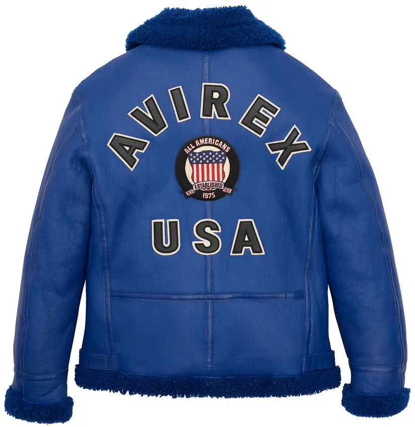 Avirex Mazarine Blue B3 Shearling Leather Jacket – Back View