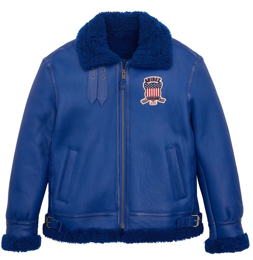 Avirex Mazarine Blue B3 Shearling Leather Jacket