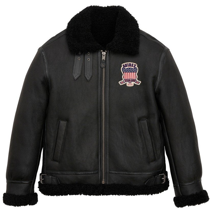 Avirex Black B3 Shearling Leather Jacket
