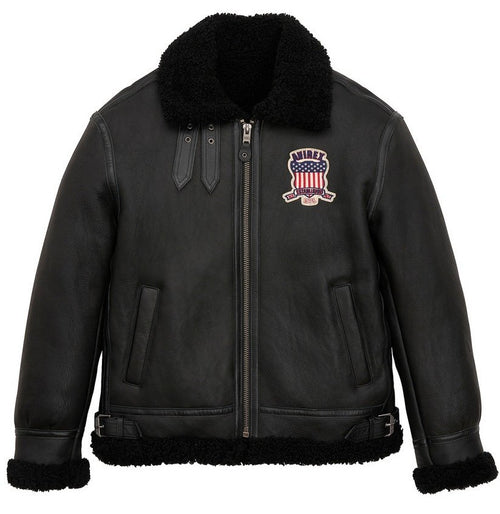 Avirex Black B3 Shearling Leather Jacket