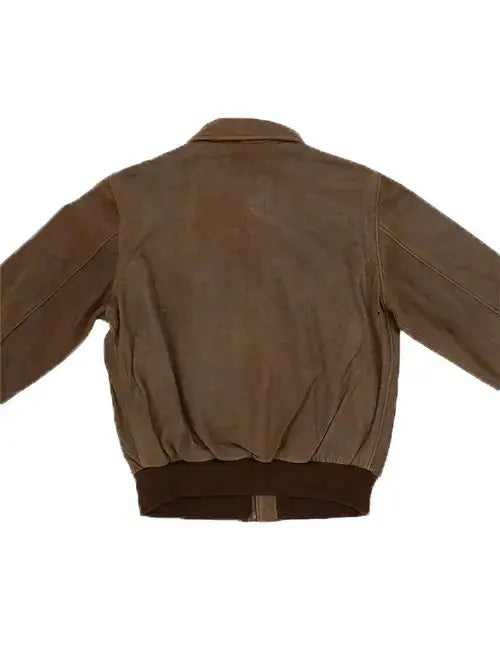 Avirex Brown Leather Bomber Jacket – Back View