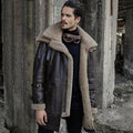Men's Brown B3 Flight Shearling Aviator Long Coat