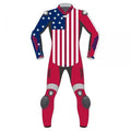 U.S. Flag One-Piece Leather Motorcycle Suit