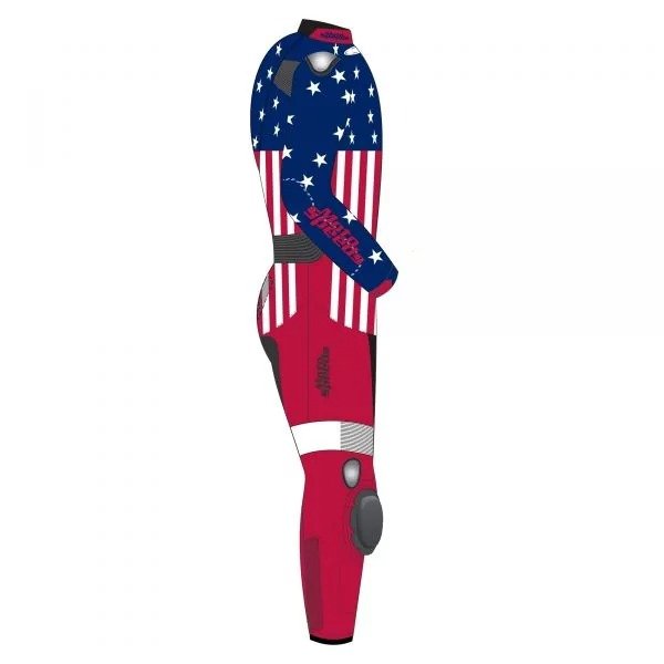 U.S. Flag One-Piece Leather Motorcycle Suit – Alternate View 2