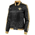Women's New Orleans Saints Black Starter Overtime Satin Varsity Jacket
