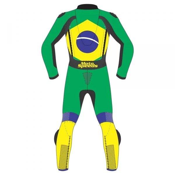 Brazil Flag Supermoto Leather Motorcycle Suit – Alternate View
