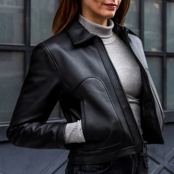 Women's Camino Slim Fit Leather Moto Jacket