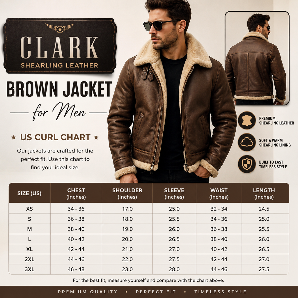 Men's Clark Brown Shearling Leather Jacket – Alternate View