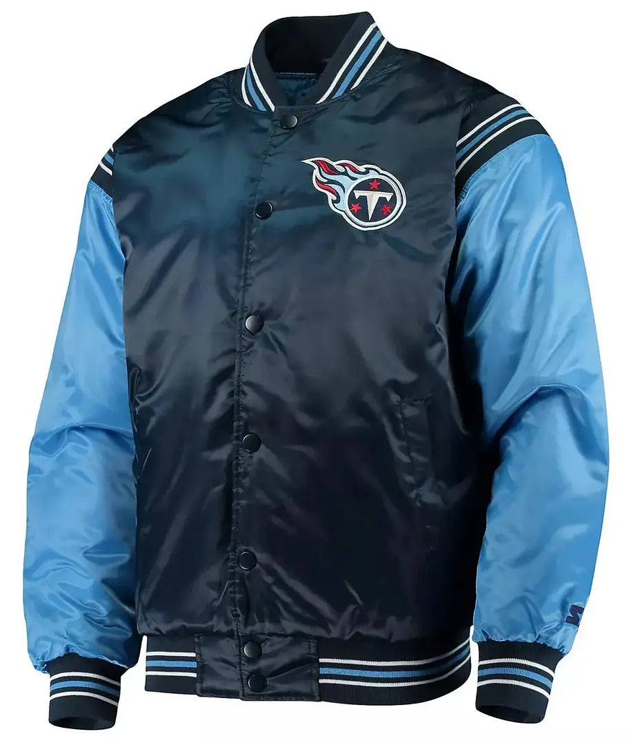 Tennessee Titans Navy and Light Blue Enforcer Satin Jacket