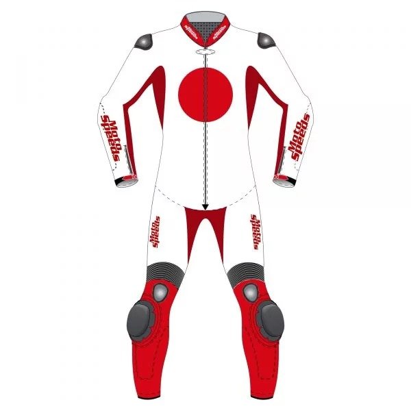 Japan Flag Custom Leather Motorcycle Suit