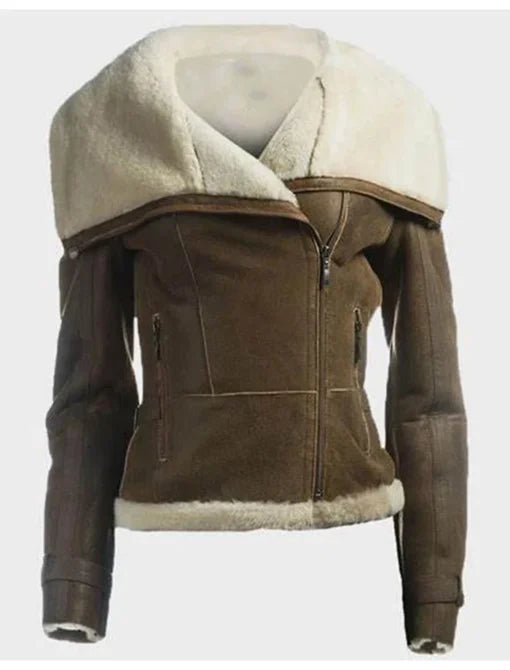 Women's Dana Brown Soft Shearling Sheepskin Leather Jacket