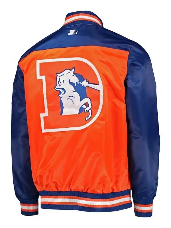 Denver Broncos Orange Satin Varsity Jacket – Back View