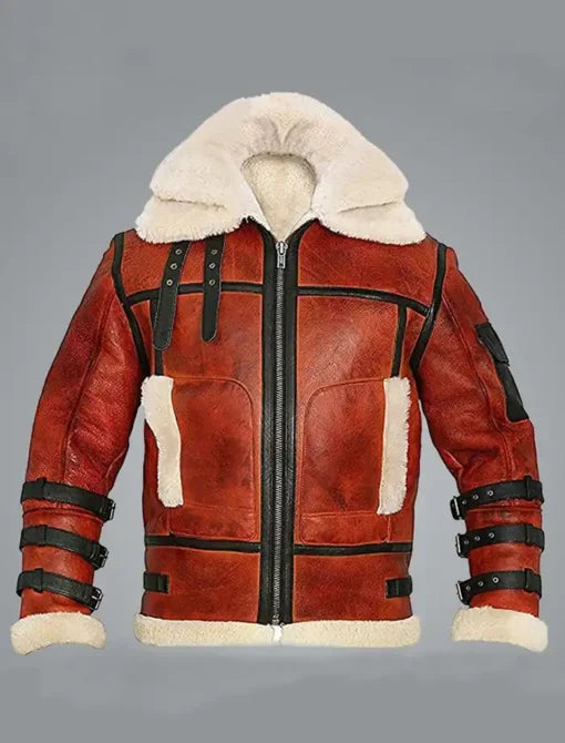 Men's Drew B6 Aviator Sheepskin Leather Bomber Jacket