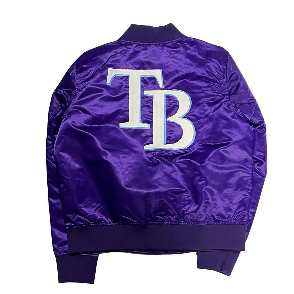 Women's Tampa Bay Rays Purple Satin Jacket – Back View