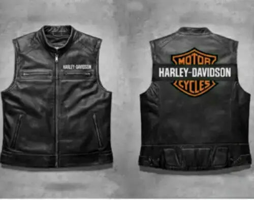 Men's Harley-Davidson Black Leather Moto Cafe Vest