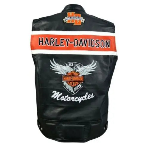 Men's Harley-Davidson Legendary Black Leather Biker Vest – Front View